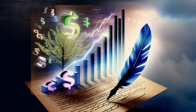 alt_text: Book cover blending financial symbols and personal growth, emphasizing scripting for financial success.