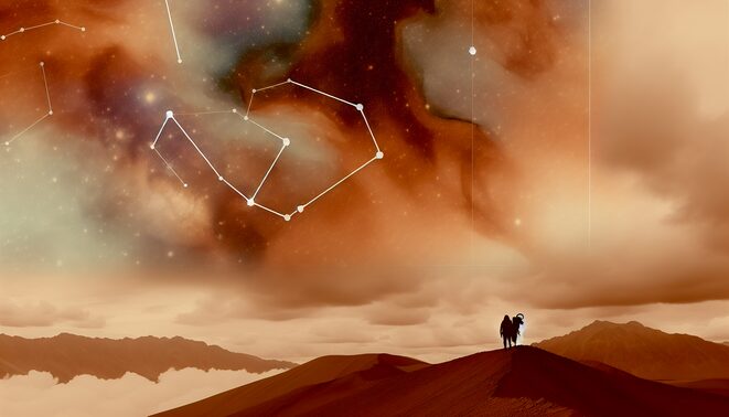 alt_text: Celestial cover depicting Taurus and Scorpio, symbolizing self-worth and shared wealth, in earthy tones.